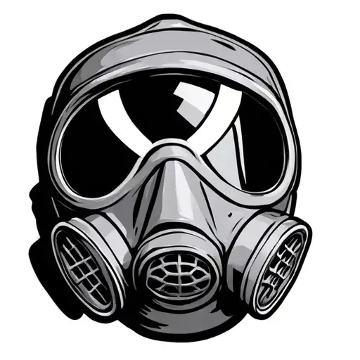 Gas Mask With Radioactive Symbol
