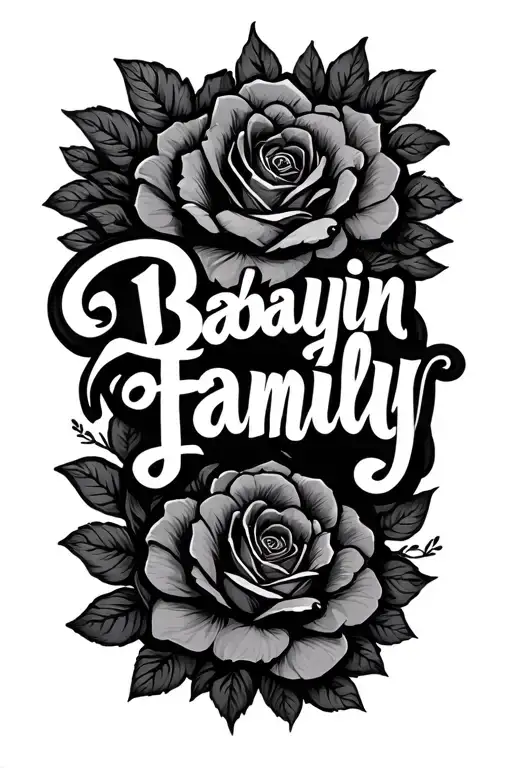 Babayin Tattoo Saying Family Shaded Background Black