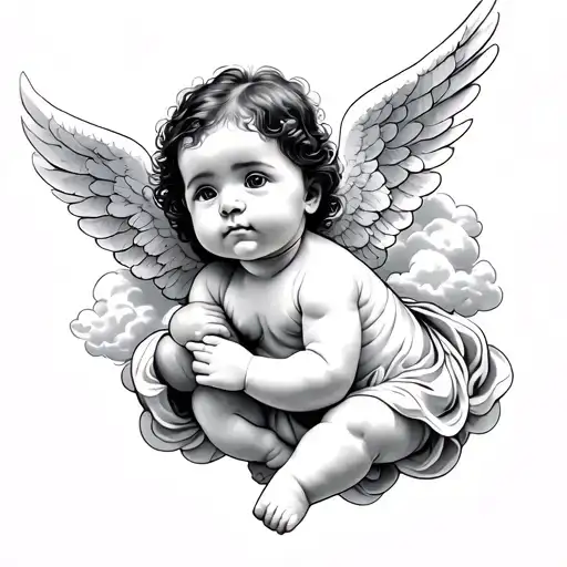 Baby Angel With Clouds Surrounding