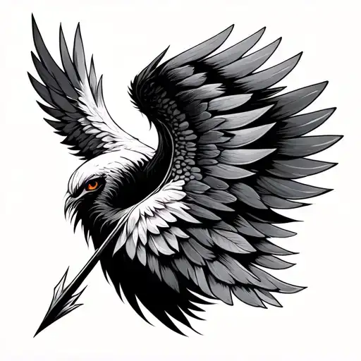 Arrow With Wings As The Feathers
