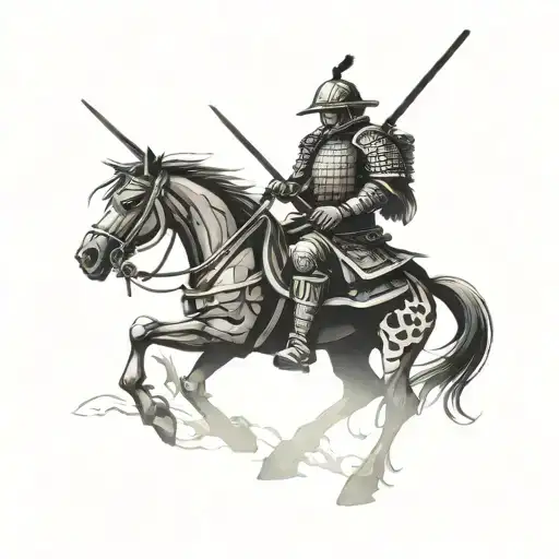 Japanese Samurai With Castle Silhouette