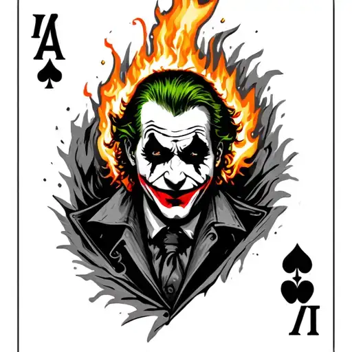 Joker Card Burning With Embers Around
