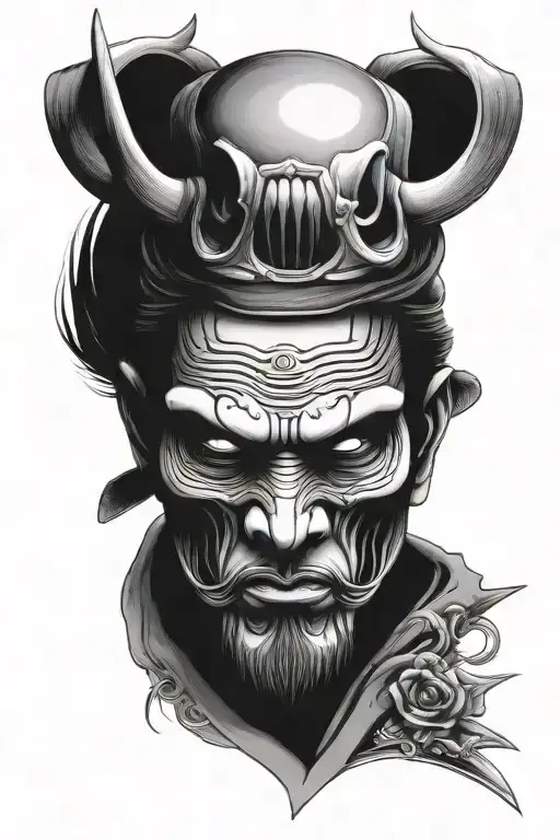 Japanese Samurai With Skull Face Morphing