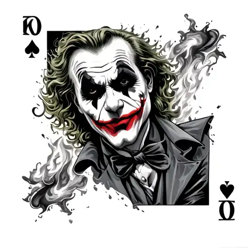 Joker Card Burning With Embers Left From Earlier
