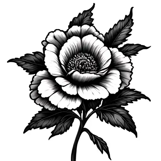 July Birth Flower With Rv Initiatials