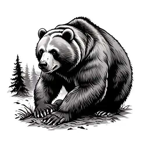 A Bear Pooping In The Woods