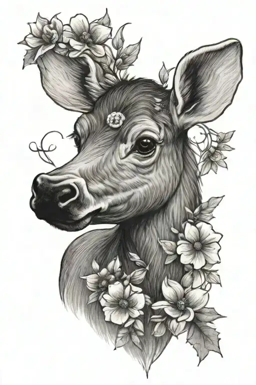 A Baby Moose With Flowers