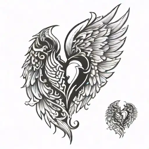 Angel Wing And Demon Wing With Torn Heart