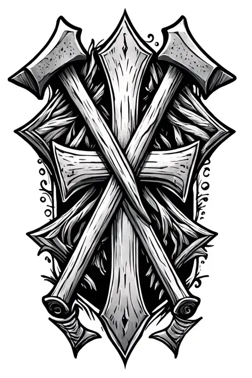 Cross & Axes Crossed Beneath