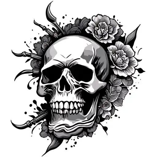 Motorcycle And Skull