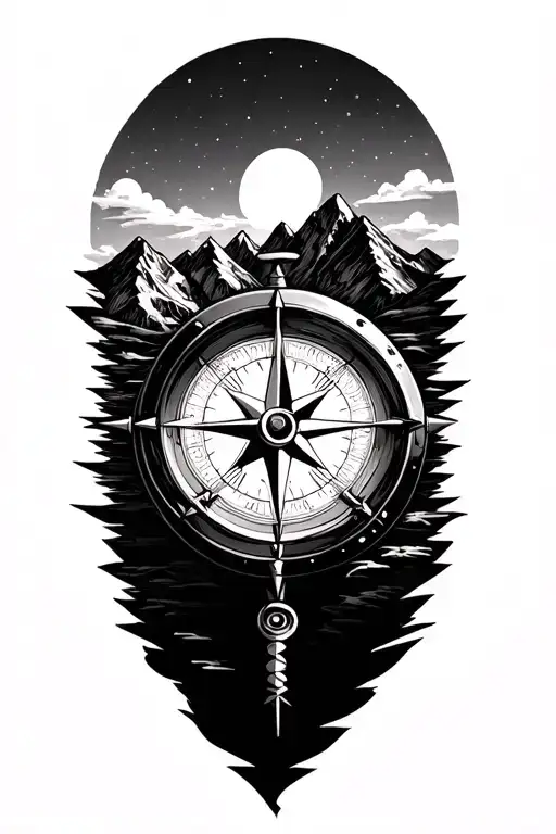 Compass With Mountains