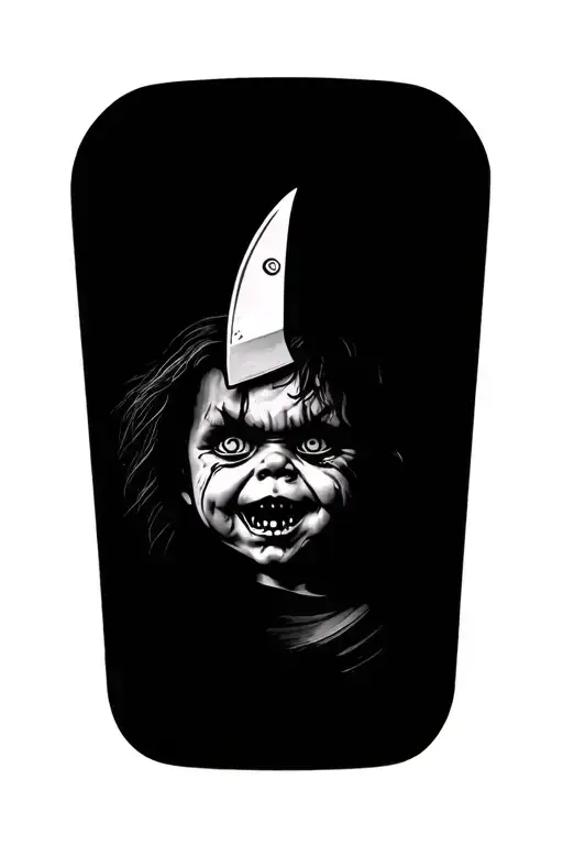 Chucky Face Inside A Knife