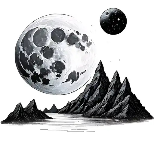 Moon With Mountains