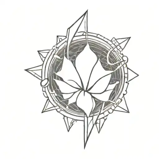 Cyberpunk Minimal Abstract Line Art Flower Cybernetic Alien