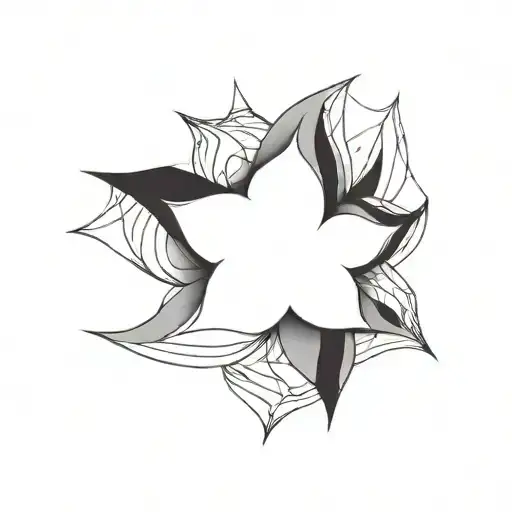 Cyberpunk Minimal Abstract Line Art Flower Cybernetic Alien