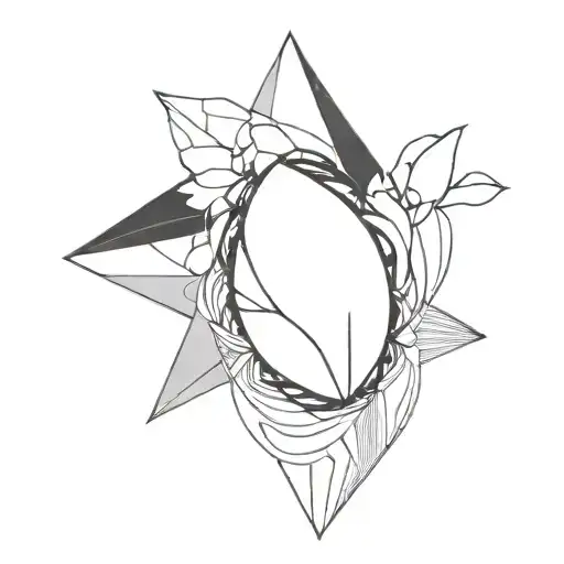 Cyberpunk Minimal Abstract Line Art Flower Cybernetic Alien Geometric Dark