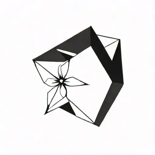 Cyberpunk Minimal Abstract Line Art Flower Cybernetic Alien Geometric Dark Simple Sharp