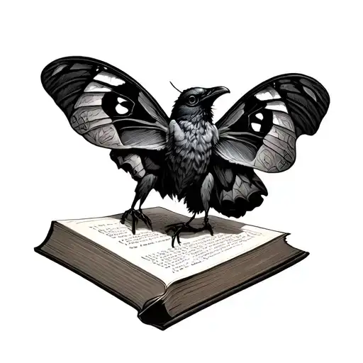 Moth Raven And Book