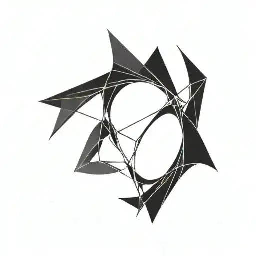 Cyberpunk Minimal Abstract Line Art Flower Alien Geometric Dark Simple Sharp Black