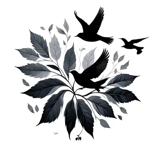 Leaf Fading And Birds Flying