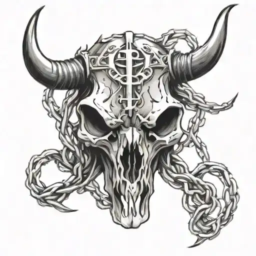 Barbwire Cow Skull