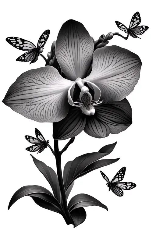 Orchid Flower With Buterflies