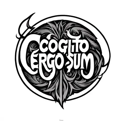Cogito Ergo Sum Text In A Circle Made