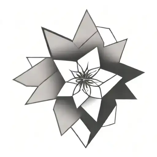 Cyberpunk Minimal Abstract Line Art Flower Cybernetic Alien Geometric Dark