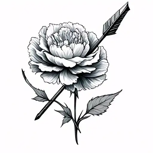 Sagittarius Constellation Intertwined With A Carnation And An Arrow