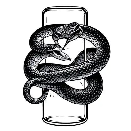A Snake Wrapped Around A Hour Glass