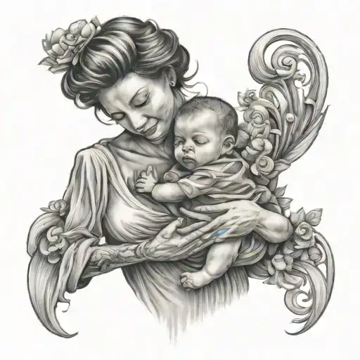 Mother Holding Baby Boy