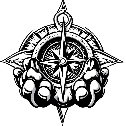 Tiger Paw Holding And Upside Down Compass