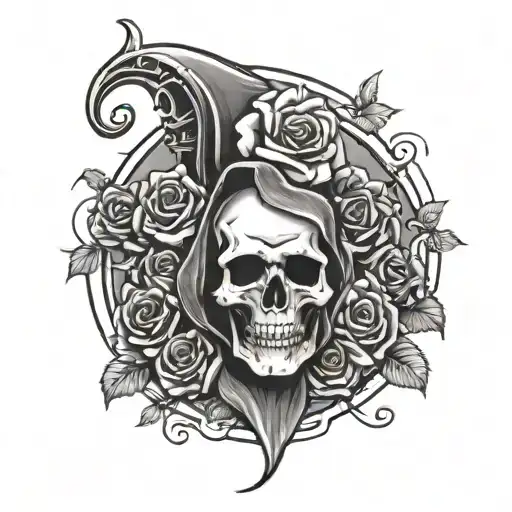 Skulls And Roses With The Grim Reaper
