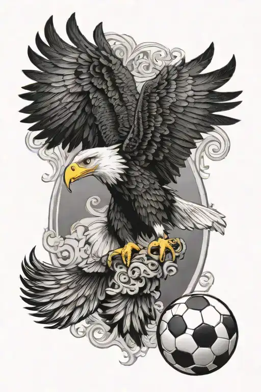 Bald Eagle With Greek Mythology Medas And Soccer