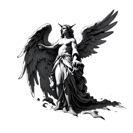 Angel Of Victory Coming Out Of A Demon