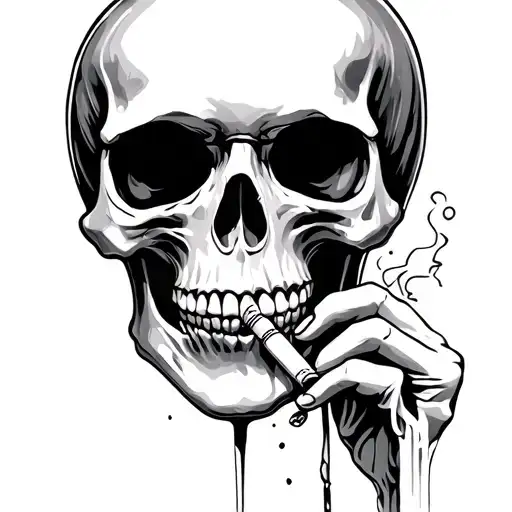 Skull And Cigarette Being Consumed