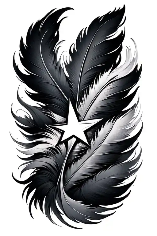 Feather Wave Forming The Shape And Nautical Star