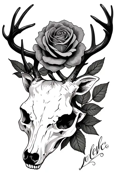 Roses With Deer Skull
