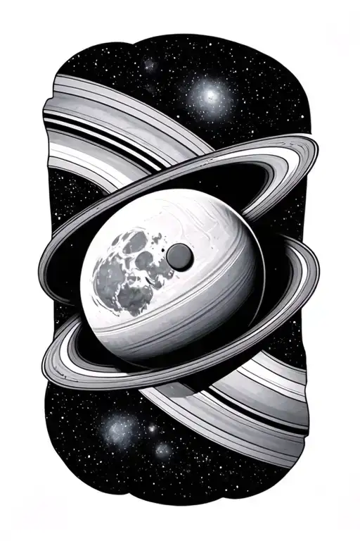 Saturn The Moon Galaxy Filled