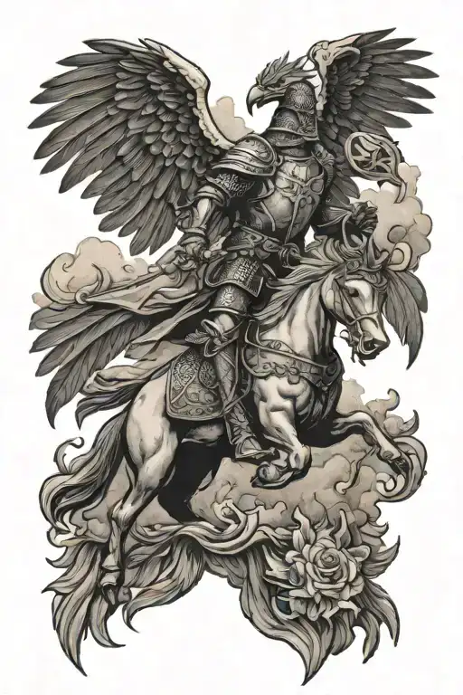 Knight And Eagle Flying