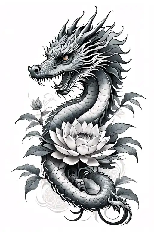 Vietnamese Dragon And Lotus Flower Growing