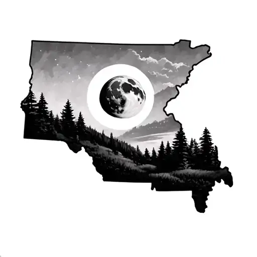 West Virginia State Outline With Cresent Moon