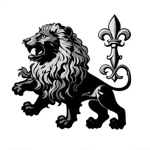 Notre Dame Rose Window And Lion And Fleur De Lys