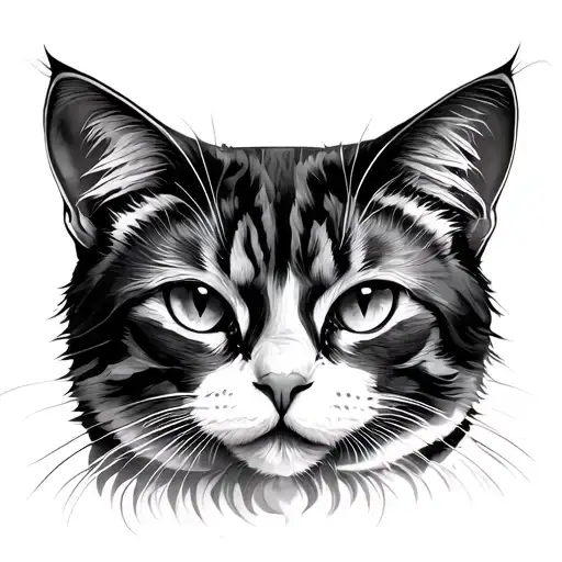 Cat Head Pattern Ink Style