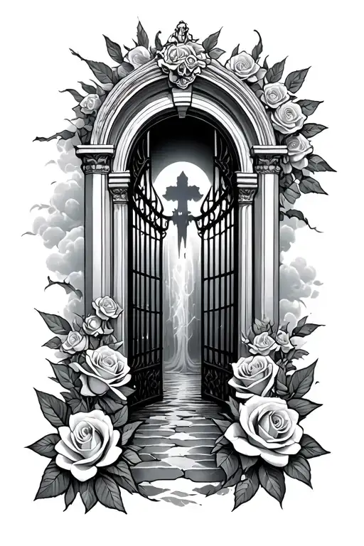 Heaven Gates With Staid And Roses
