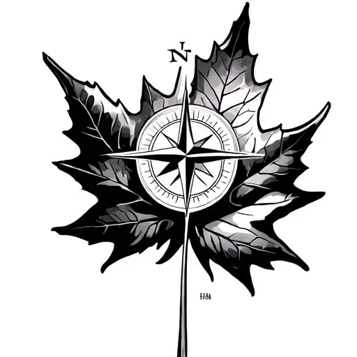 Maple Leaf And Compass Pointing North