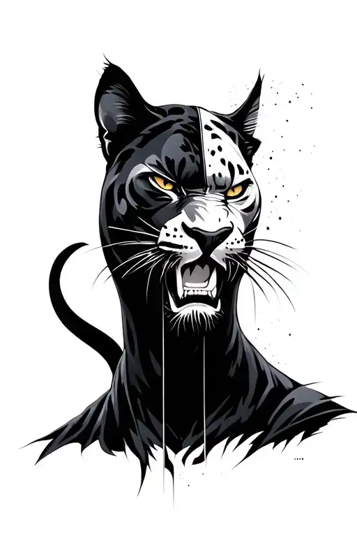 Angry Half Face Black Pantha