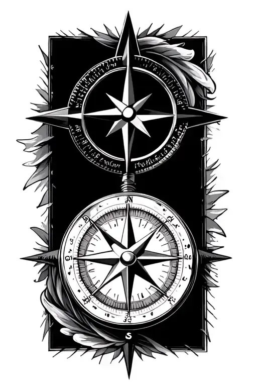 Compass With 4 Stars Around The Compass Surrounded