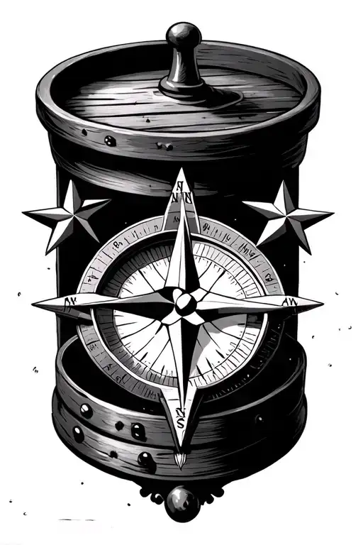 Compass With 4 Stars Around It With