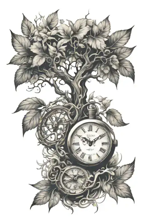 Life Tree And A Watch Surrounded